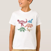 T-shirt Ensemble de silhouettes de différents dinosaures (Devant)