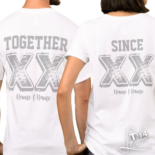 T-shirt Ensemble depuis [Date] - Couples de typographie pe