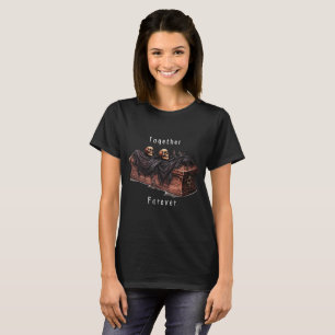 T-shirt Ensemble pour toujours Crânes et Cercueil Noir Hal