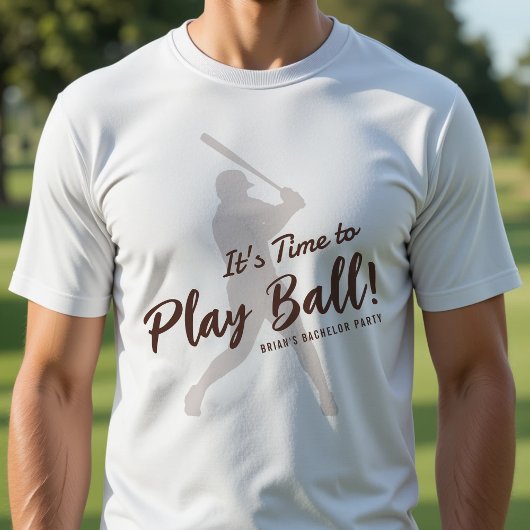 T-shirt Enterrement de vie de garçon de baseball Il est te