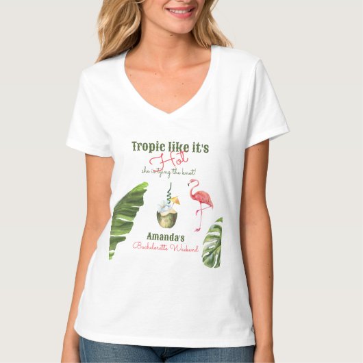 T-shirt Enterrement de vie de jeune fille rose tropical à  (Devant)
