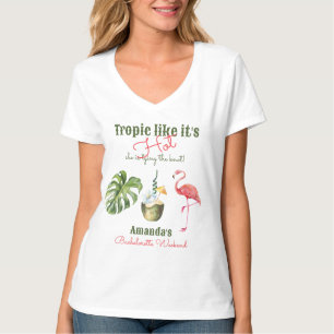 T-shirt Enterrement de vie de jeune fille rose tropical à 