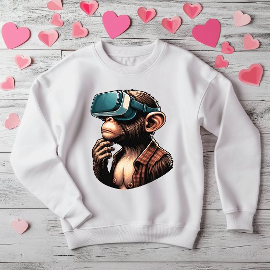 T-shirt Enthousiaste de la réalité virtuelle - Singe branc