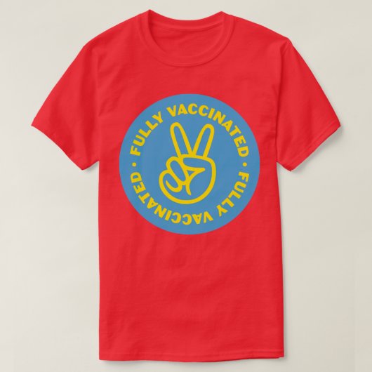 T-shirt Entièrement vacciné Hand V Bleu et Jaune (Design devant)