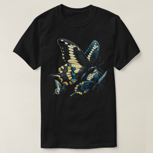 T-shirt Entomologie du papillon Bug Black Swallowtail B (Design devant)