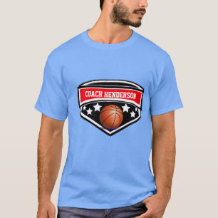 T-shirt Entraîneur de basket-ball rouge, noir et blanc per