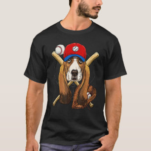 T-shirt Entraîneur de joueur de baseball Basset Hound Lan