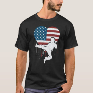 T-shirt Entraîneur de karaté classique fier drapeau améric
