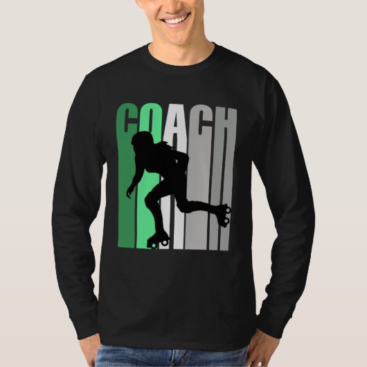 T-shirt Entraîneur de roller skating Coach Vert de Roller (Devant)