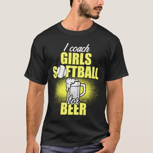 T-shirt Entraîneur De Softball Pour L'Équipe De Bières (Devant)