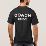 T-shirt Entraîneur personnalisé Black Bold Text<br><div class="desc">T-shirt noir solide avec texte gras. Idéal pour de nombreux sports incluant l'athlétisme gymnaste,  le tennis,  le netball,  la natation,  le football,  le hockey sur glace,  le football,  le tennis de table,  le volley,  le basket-ball,  le hockey,  la gymnastique,  le baseball,  la lutte,  le volley-ball et le softball.</div>
