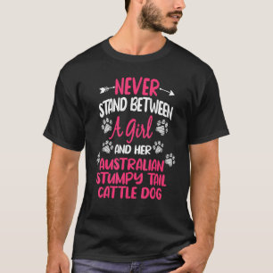 T-shirt Entre une fille et son chat australien à queue cou