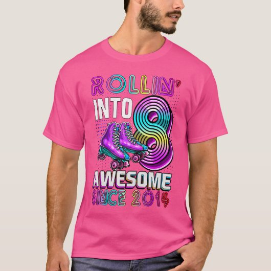 T-shirt Entrée dans 8 Incroyable 2014 Roller Skating 8e An (Devant)