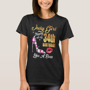 T-shirt Entrée En Mon 34E Anniversaire Comme Un Patron Pou