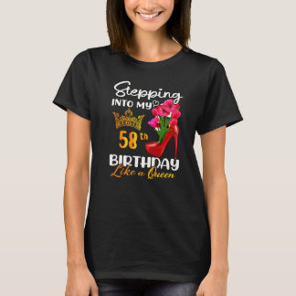 T-shirt Entrée En Mon 58E Anniversaire Comme Une Reine Pou