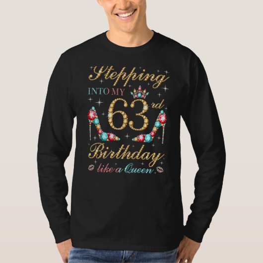 T-shirt Entrée En Mon 63E Anniversaire Comme Une Reine Bos (Devant)