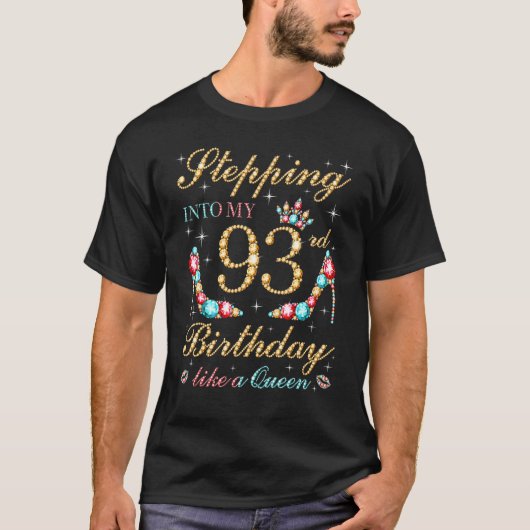 T-shirt Entrée En Mon 93E Anniversaire Comme Une Reine Bos (Devant)