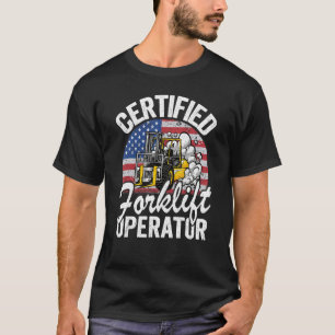 T-shirt Entrepôt Chariot élévateur certifié drapeau améric