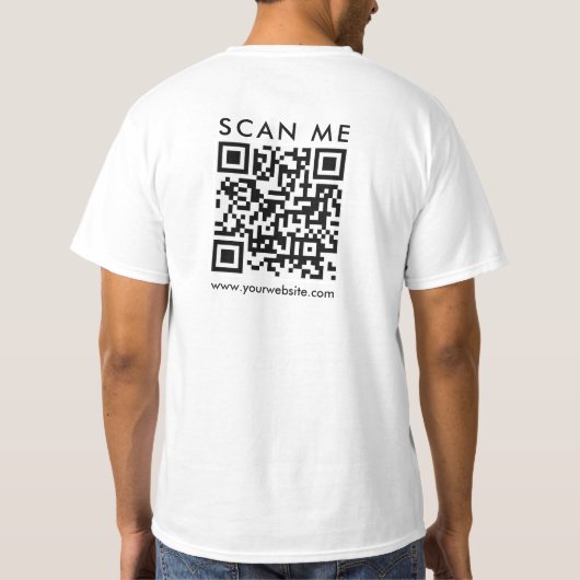 T-shirt Entreprise QR Code Scan Me Mans Back Print White (Dos)