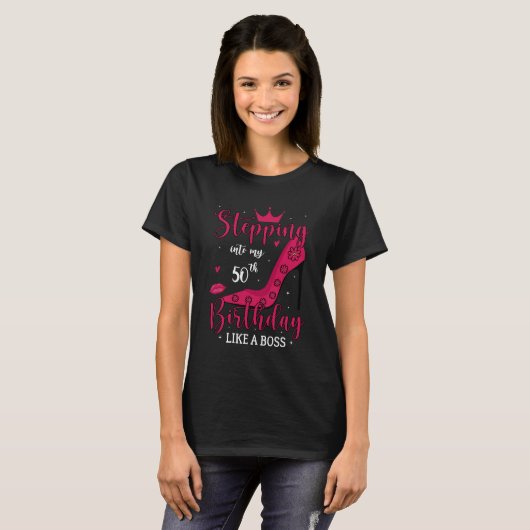T-shirt entrer dans mon 50e anniversaire comme un patron (Devant entier)