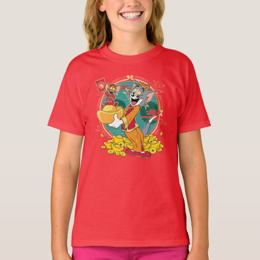 T-shirt Enveloppe rouge du Nouvel An Tom & Jerry (Devant)
