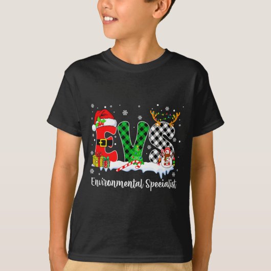 T-shirt Environmental Specialist Christmas Lights Red Plai (Devant)