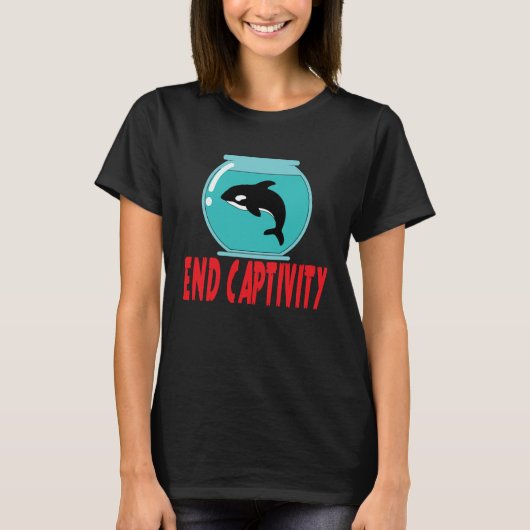 T-shirt Environmentalist End Captivity Free The Orcas (Devant)