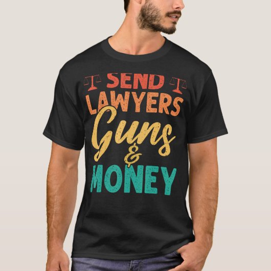 T-shirt Envoyer Avocats Armes Et Argent Style Rétro (Devant)
