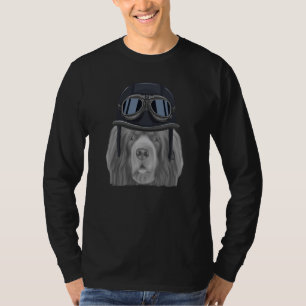 T-shirt Épagneul du Sussex portant un casque de moto vinta