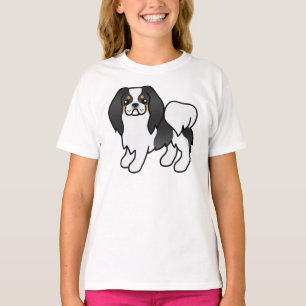 T-shirt Épagneul Japonais Tricolore Chien de Dessin Animé