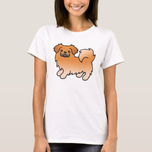 T-shirt Épagneul Tibétain Rouge Chien de Dessin Animé