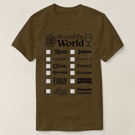 T-shirt Epcot Boire autour du monde Black Text Mexique Fir (Design devant)