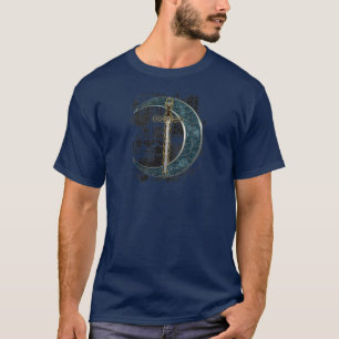 T-shirt Épée celtique et Lune avec Grunge