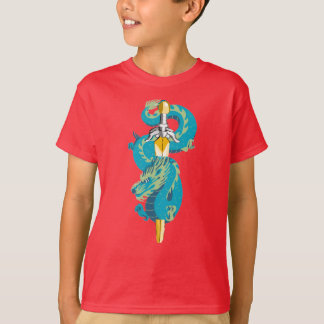 T-shirt Épée de dragon bleu Aqua Wave