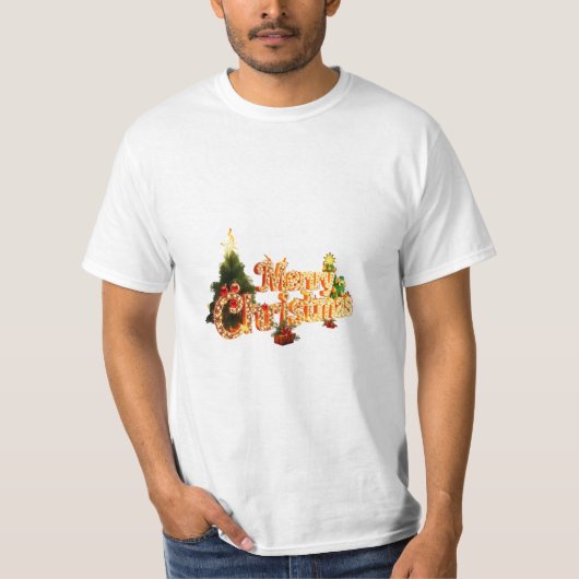 T-shirt Éperche de Noël d'or - Arbre de fête (Devant)