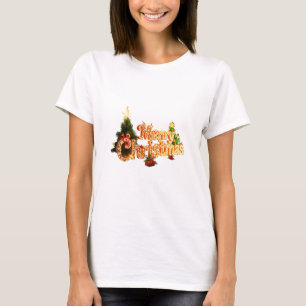 T-shirt Éperche de Noël d'or - Arbre de fête