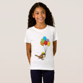 T-Shirt Éperon de caricature mignon avec ballons (Devant entier)