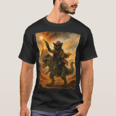 T-shirt Epic Cowboy Chat Riding Dinosaur - Aquarelle Bold (Devant)