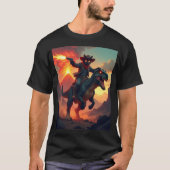 T-shirt Epic Cowboy Chat Riding Dinosaur | Imaginaire Sci- (Devant)