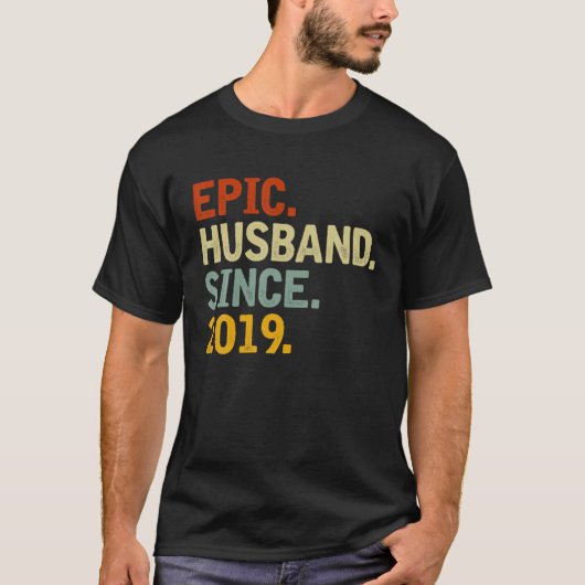 T-shirt Epic Mari depuis 2019 - Funny 3E Mariage Annive (Devant)