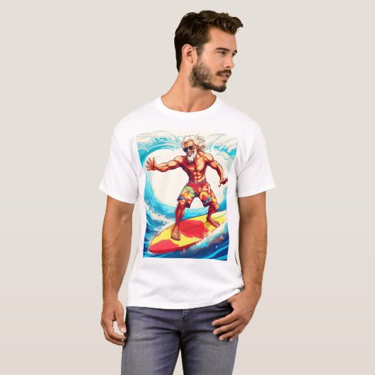 T-shirt Epic Senior Surfer Riding Vagues avec style (Devant entier)