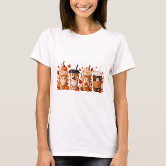 T-shirt Épice d'Halloween Fantômes – Café Automnal Cosy