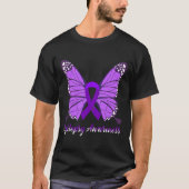 T-shirt Epileps de ruban violet de papillon de sensibilisa (Devant)