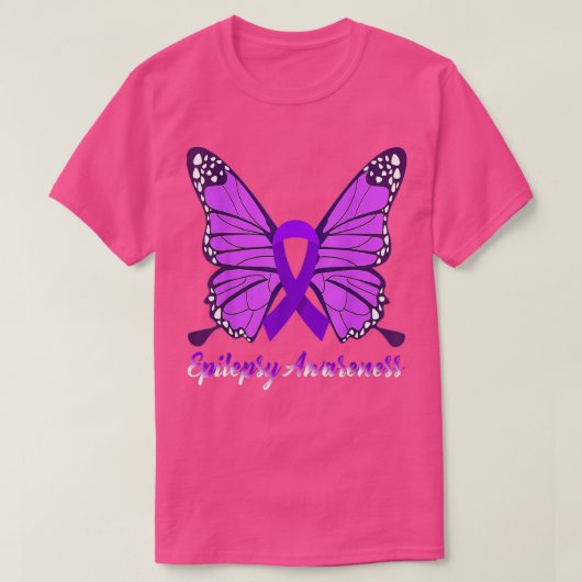 T-shirt Epileps de ruban violet de papillon de sensibilisa (Design devant)