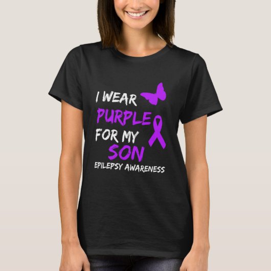 T-shirt Epilepsie Je Porte Du Purple Pour Mon Fils Pullove (Devant)