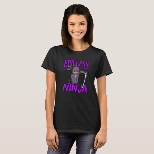 T-shirt Épilepsie Ninja Purple Ribbon Sensibilisation Mois (Devant entier)