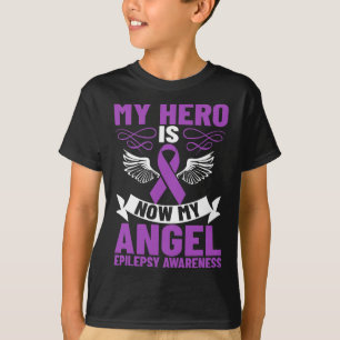 T-shirt Epilepsie Ruban Mon héros est maintenant mon ange 