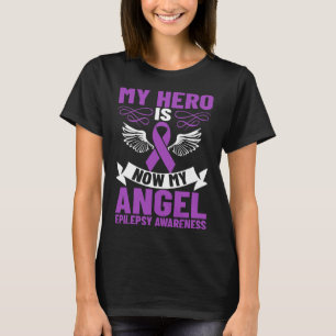 T-shirt Epilepsie Ruban Mon héros est maintenant mon ange 