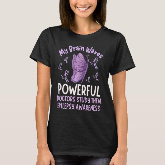 T-shirt Epilepsy Awareness Butterfly Purple Ribbon Epileps (Devant)