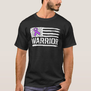 T-shirt Epilepsy Guerrier Cadeau Purple American Drapeau L